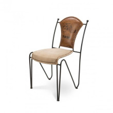 Iron Leather Canvas Chair